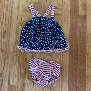 Red white and blue baby outfit